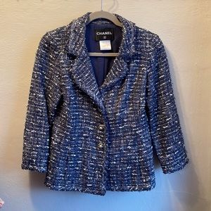 Chanel blue confetti coat